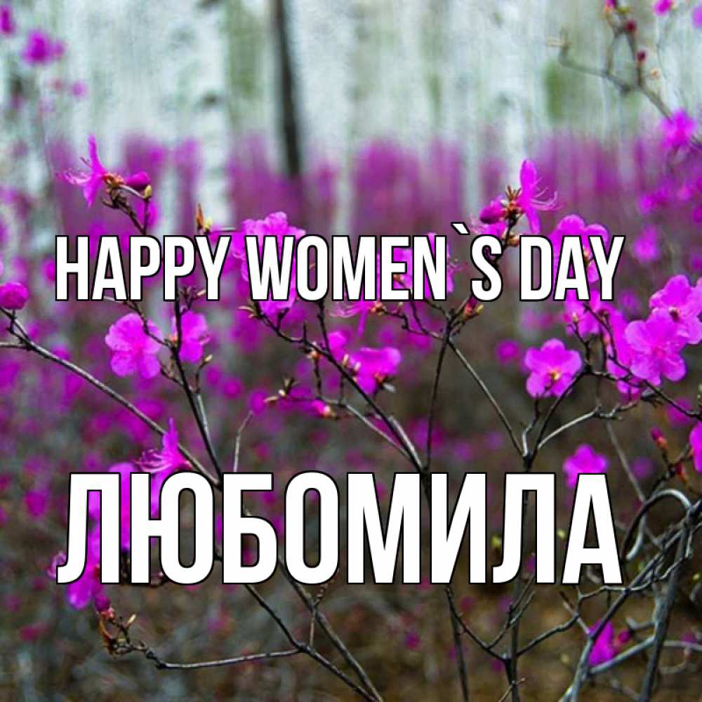 Greetings card с именем, Любомила happy women`s day дикие цветы Greetings with text for free download 